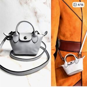 Longchamp Mini Le Pliage Cuir Leather Top Handle micro bag